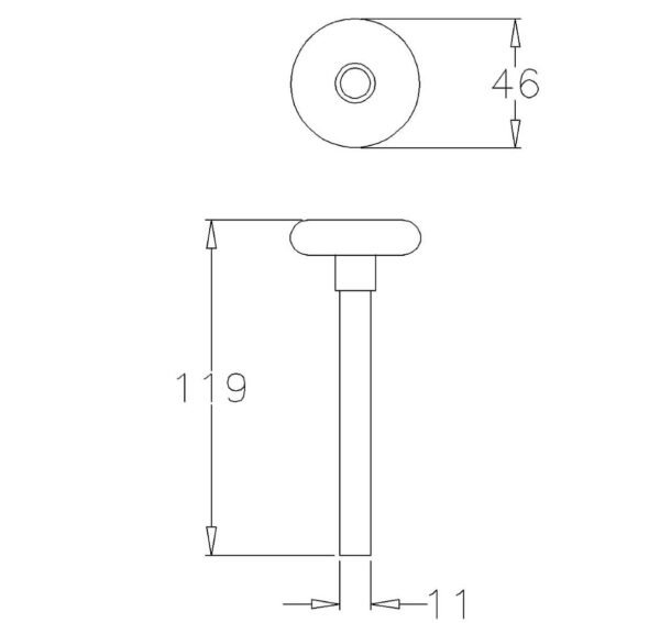 Looprol 2 inch kort standaard staal. 1