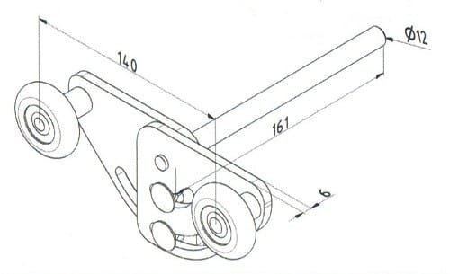 Tandemrol 12mm as verzwaarde uitvoering. 1 Tandemrol 12mm as verzwaarde uitvoering. 1