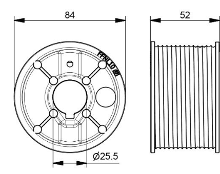 Kabeltrommel NS H2845mm 1 inch asgat. 1