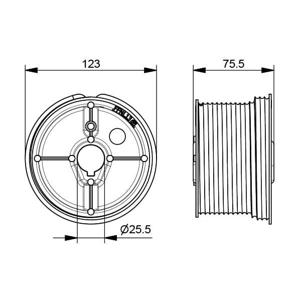 Kabeltrommel NS H4003 mm 1 inch asgat. 1