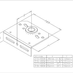 Middenlagerplaat 1 inch 127mm omgekeerd. 1