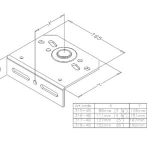 Middenlagerplaat 1 inch 86mm. 1