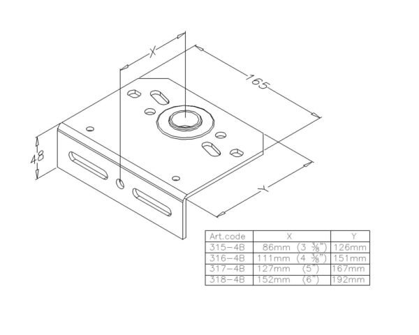 Middenlagerplaat 1 inch 86mm. 1
