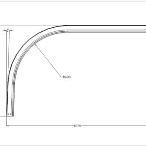 Railbocht 2 inch Radius 380mm 250mm recht stuk RVS dikte 20mm totale lengte 1500mm. 1