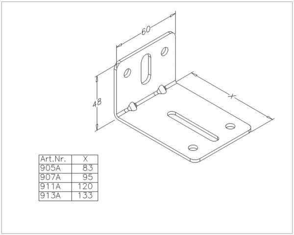Railhoeksteun 60 x 95mm. 1 Railhoeksteun 60 x 95mm. 1