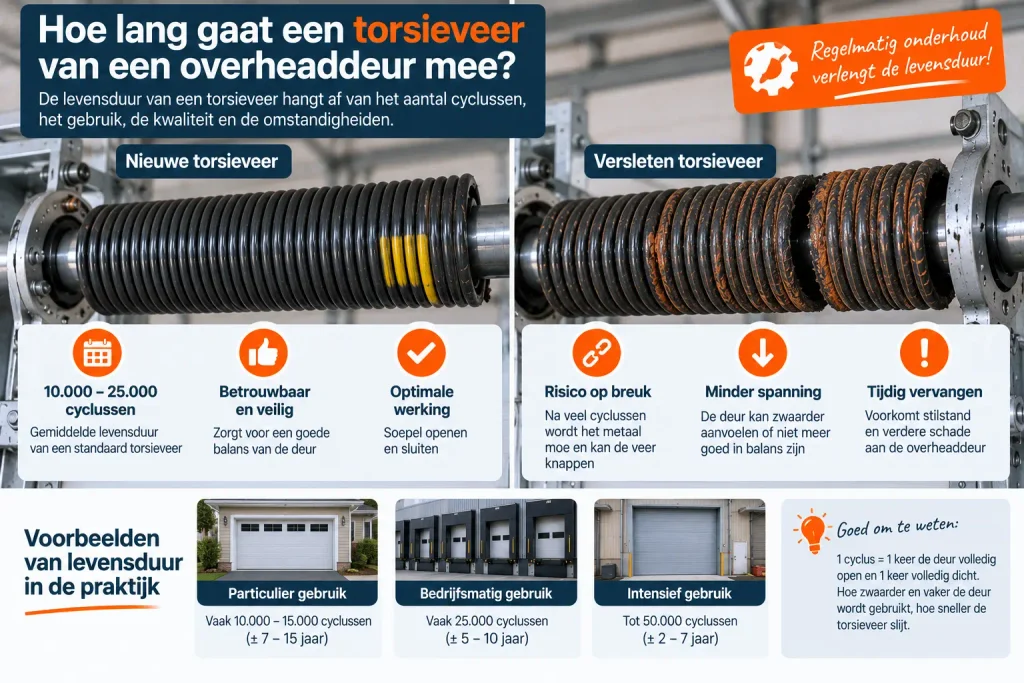 Levensduur van een torsieveer nieuw versus versleten