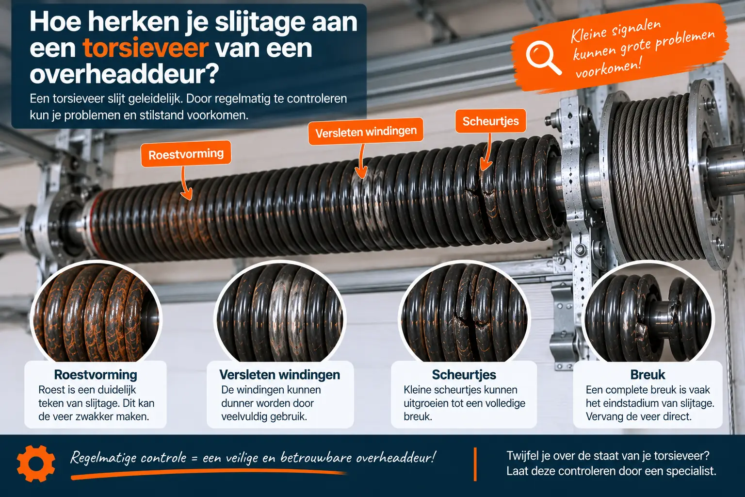 Slijtage aan torsieveer herkennen